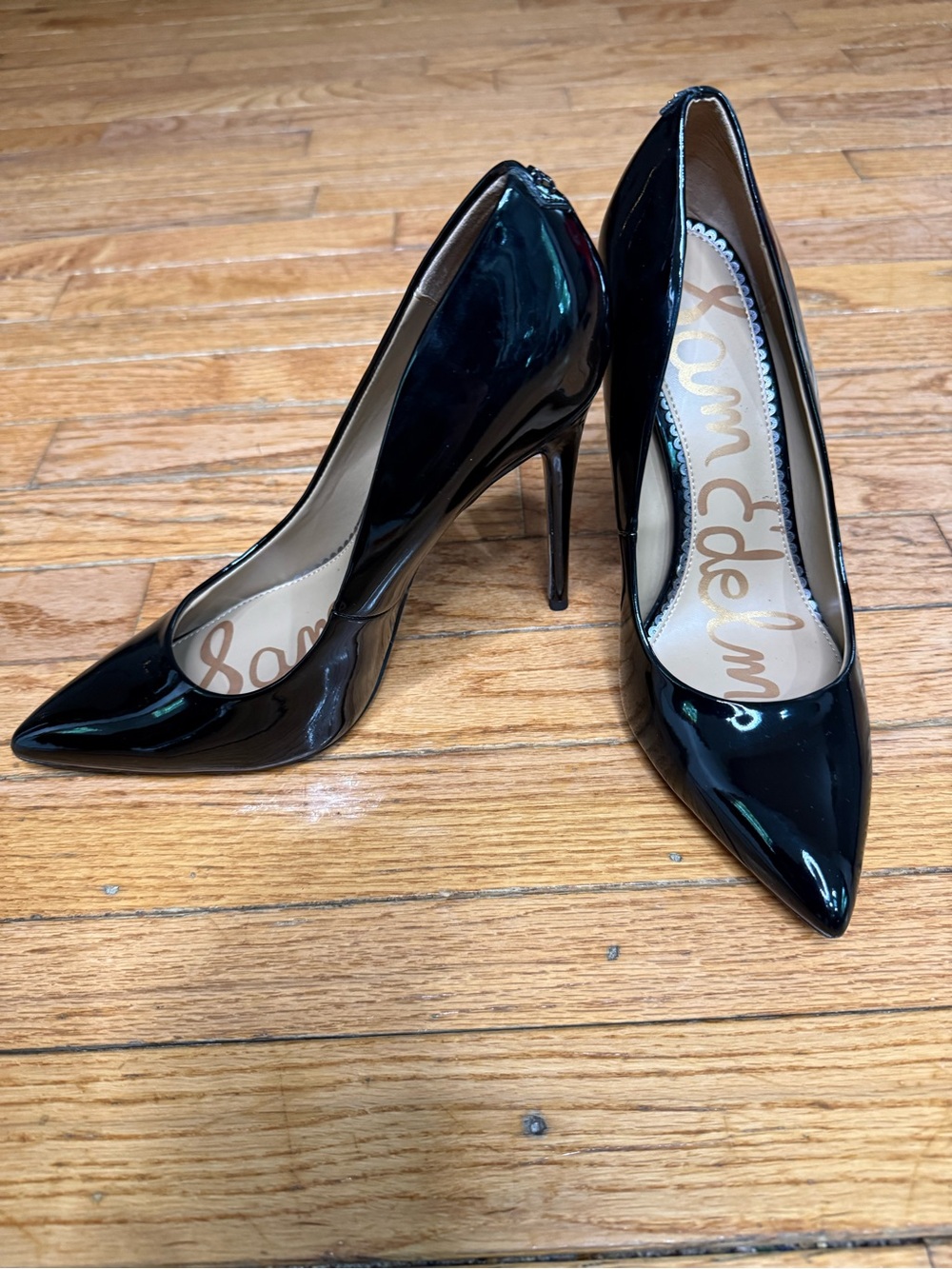 Sam Edelman Black Patent Pointed Toe Pumps Size 9 Stiletto Heels Classic Sexy - Picture 12 of 12